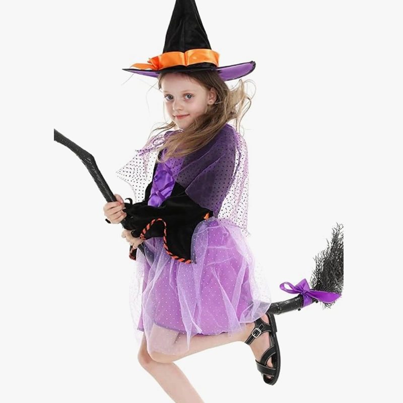 Skole Halloween fest heksekostume med spids hat